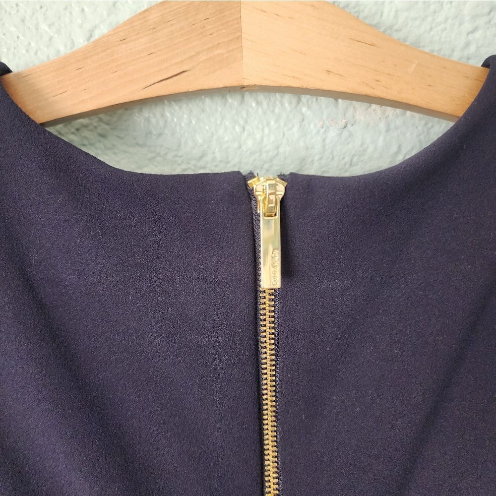 Calvin Klein Blue Sheath Dress Sleeveless Crew Neck High Low Hem - Picture 6 of 12